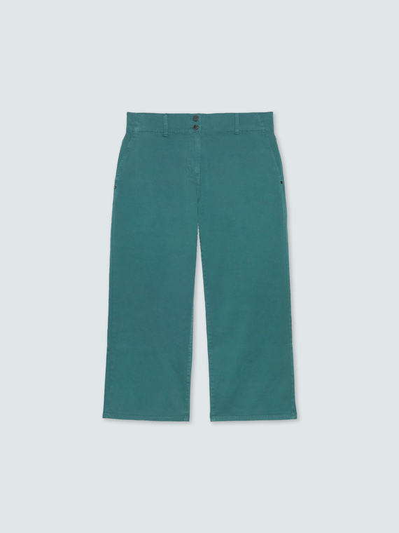 Cropped cotton blend trousers