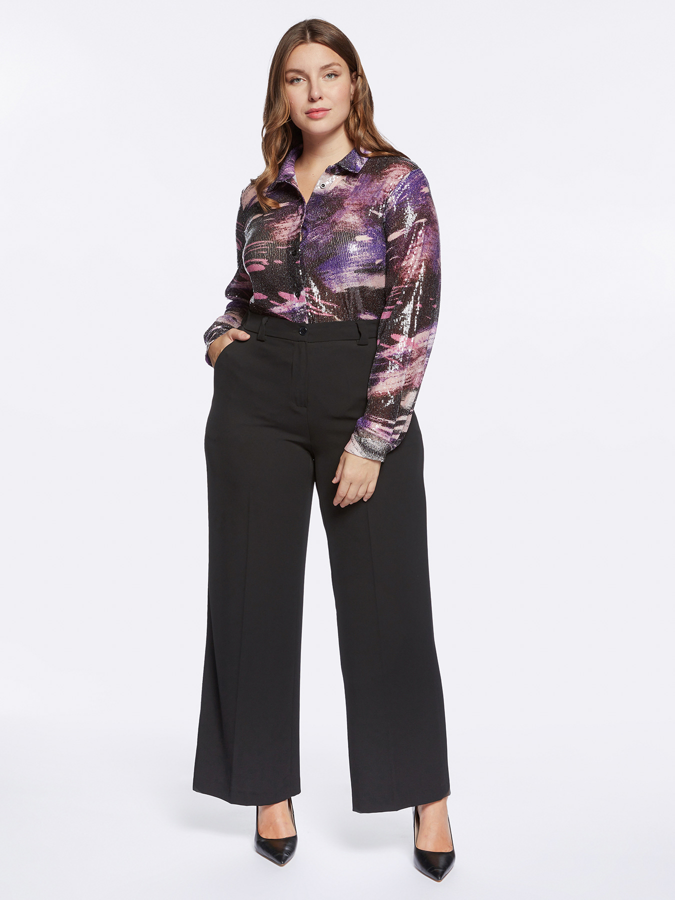 Schwarze weich fallende Hose image number 2