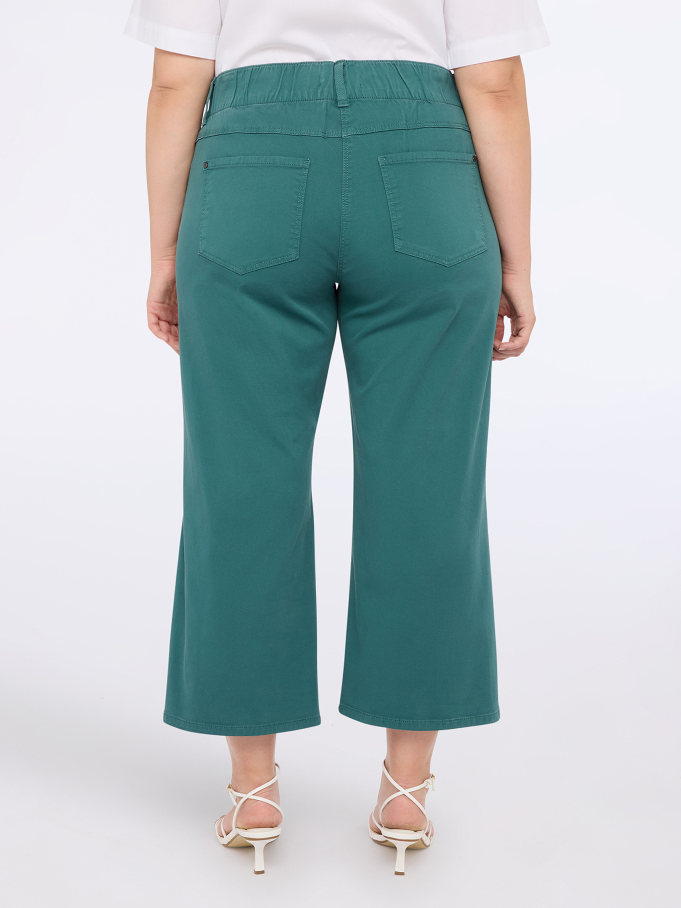 Cropped cotton blend trousers image number 1