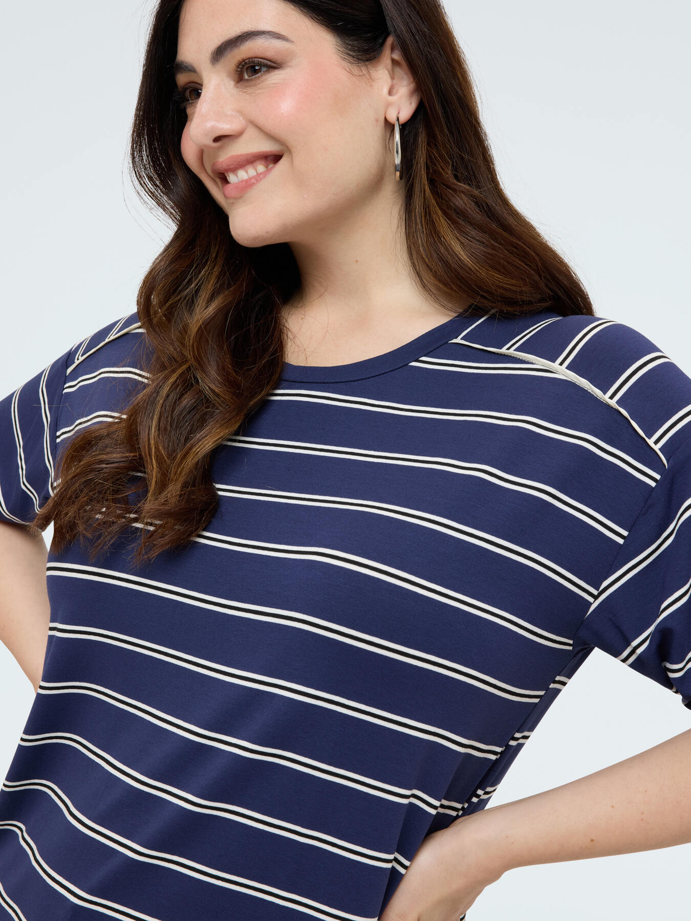 Striped viscose blend jersey T-shirt image number 3