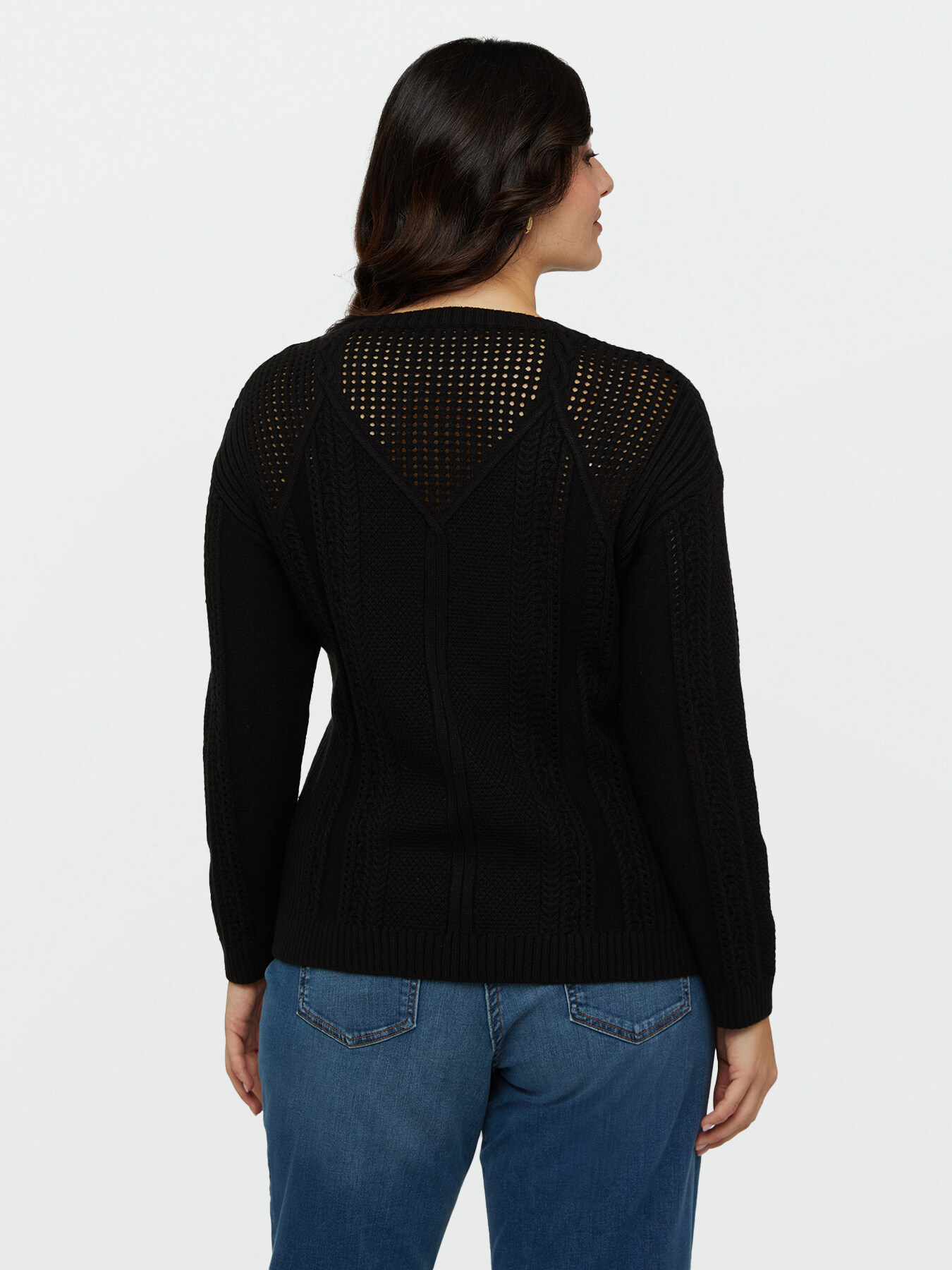 Pull avec m&eacute;lange de motifs et partie sup&eacute;rieure ajour&eacute;e image number 1