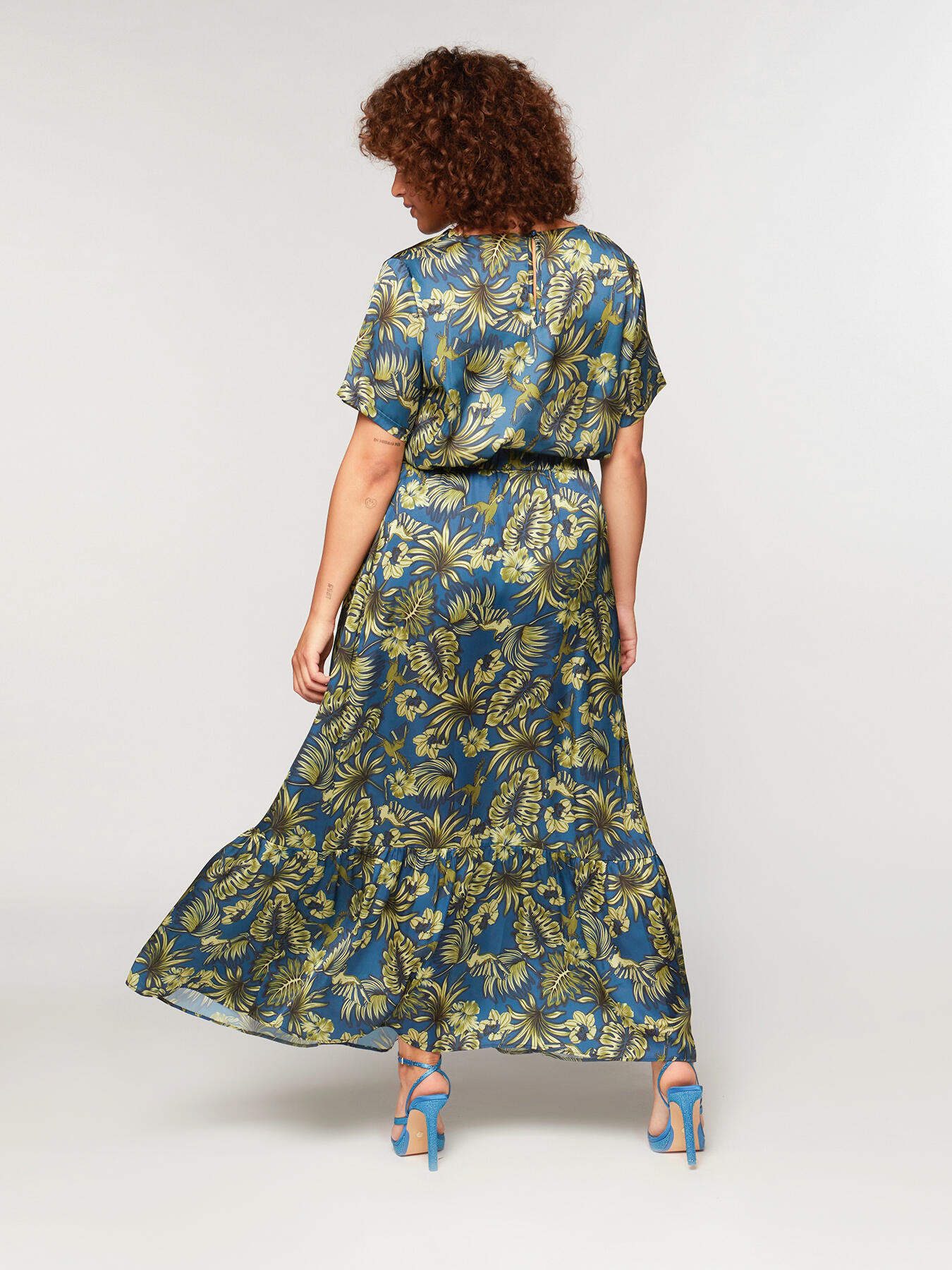 Bluse aus Satin mit Tropen-Druck image number 1