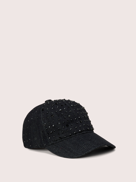 Berretto in denim con strass