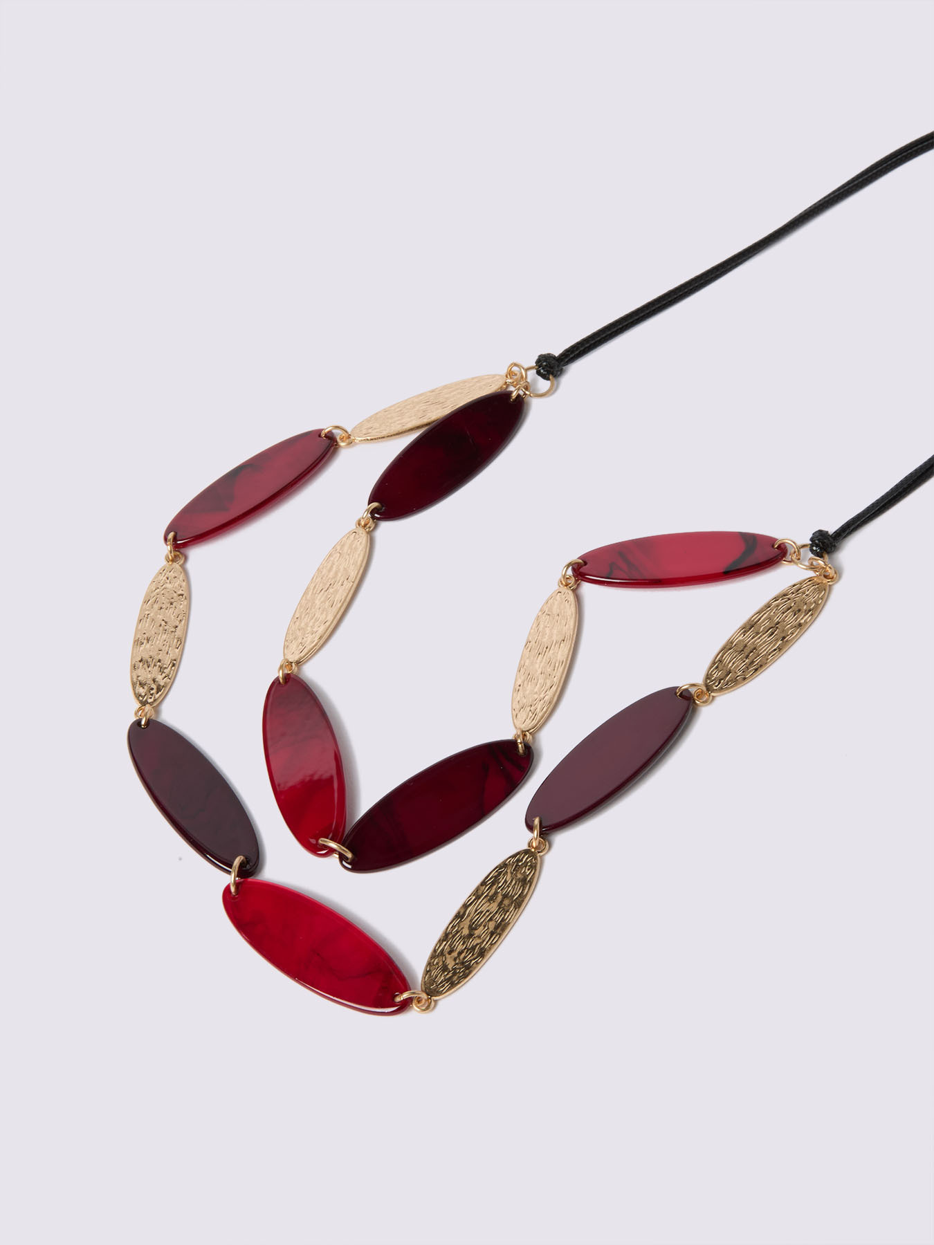 Collier long avec &eacute;l&eacute;ments ovales en r&eacute;sine image number 2