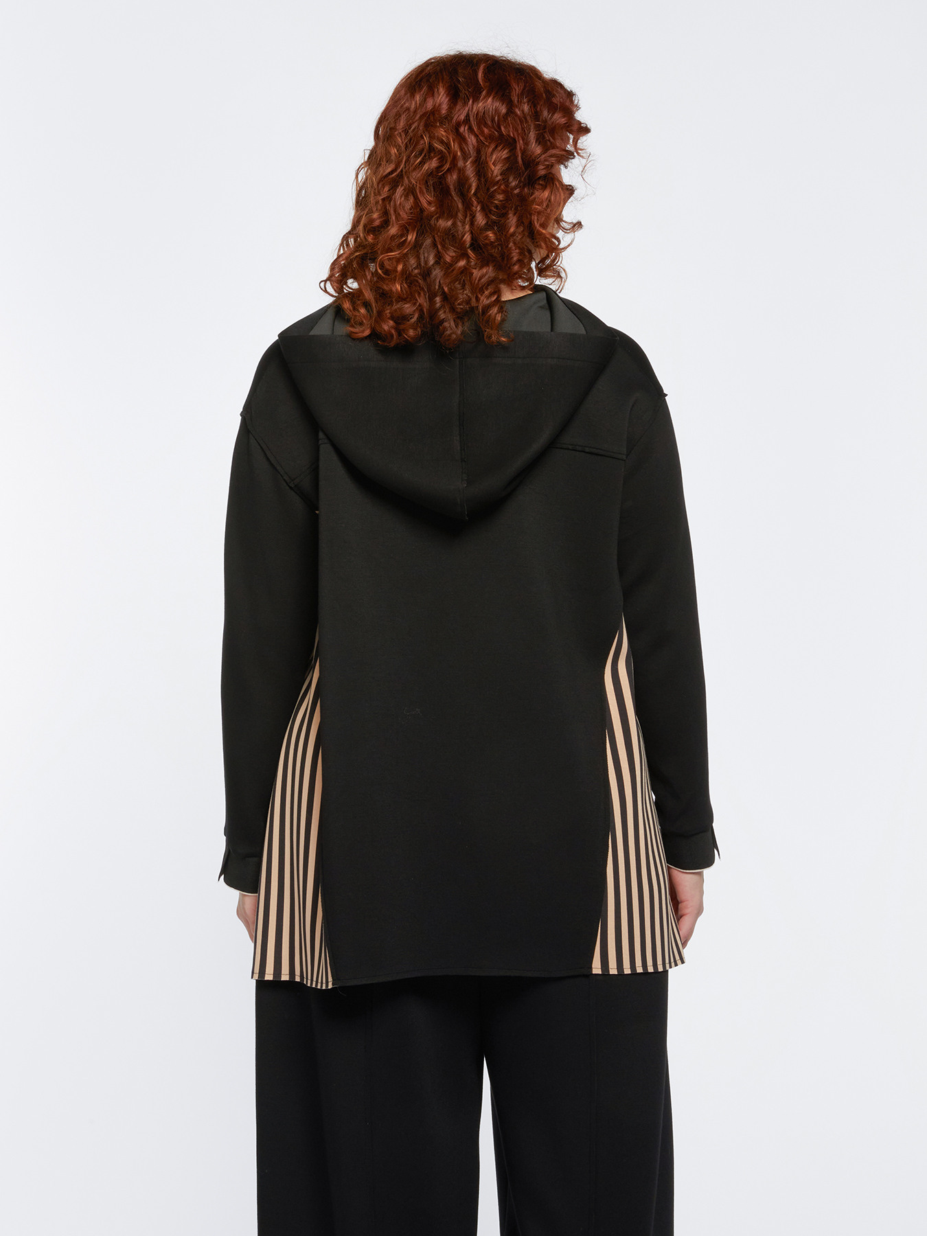 Felpa in scuba con inserti rigati image number 1