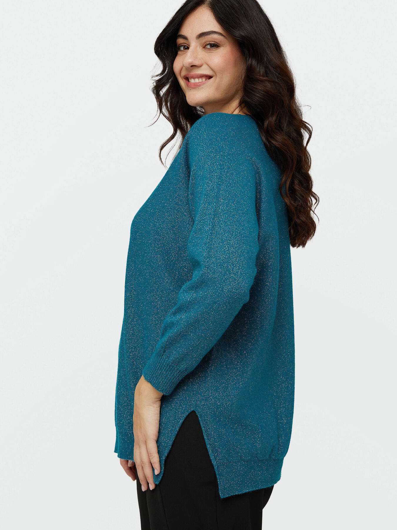 Maglia lurex con scollo a V image number 2