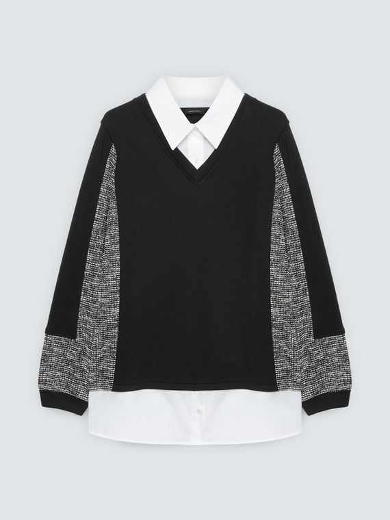 Sweatshirt mit Hemddetail