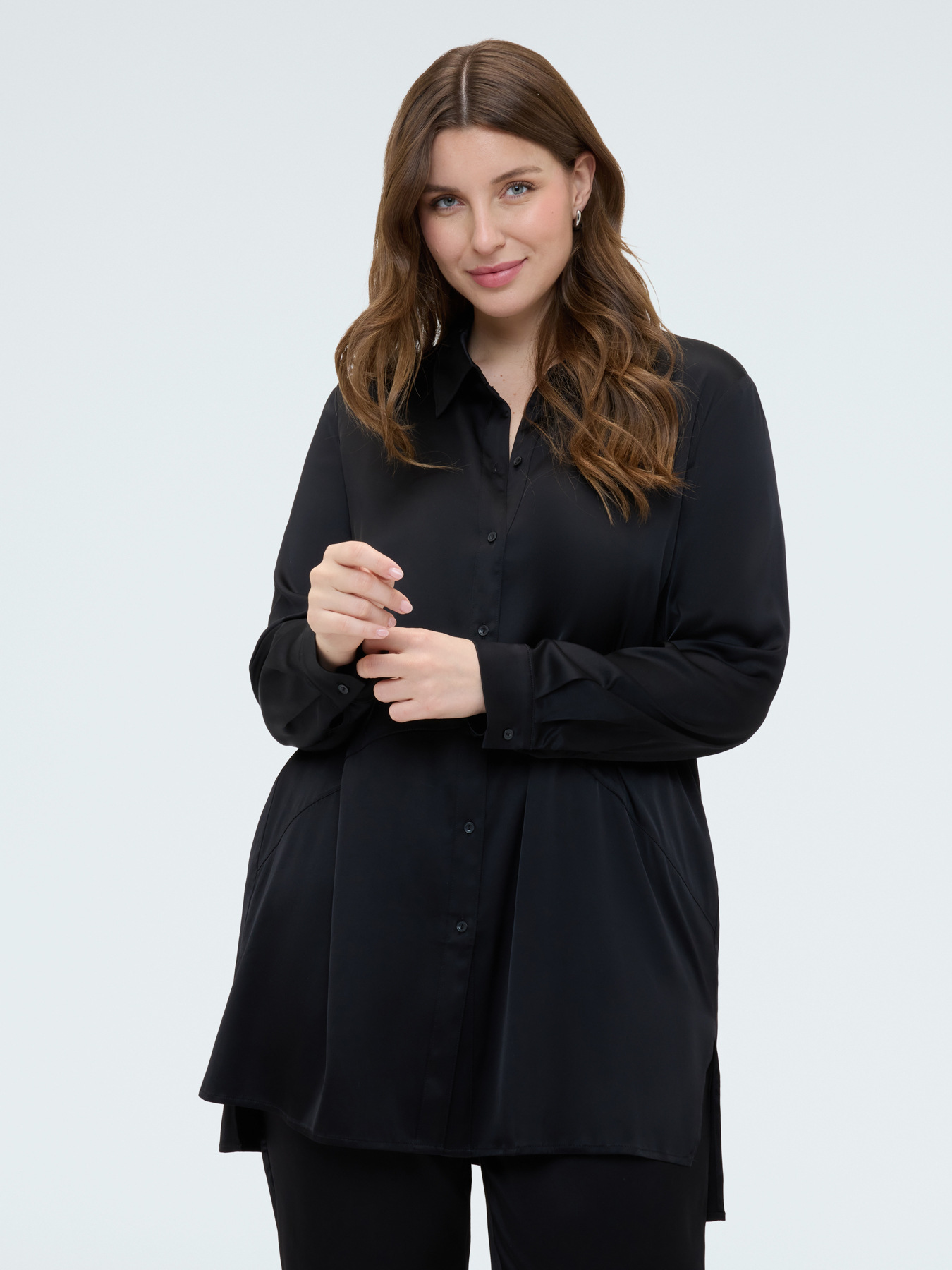 Camicia in raso stretch image number 0