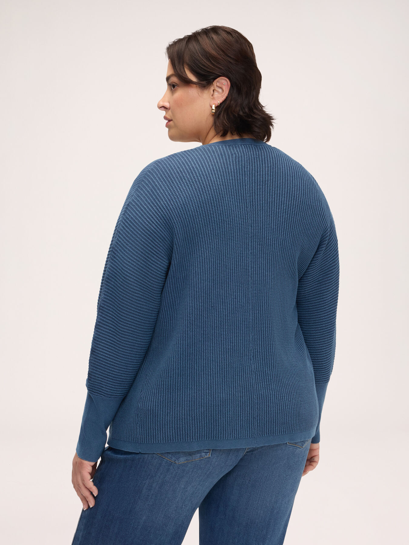 Denim-effect knit cardigan image number 1