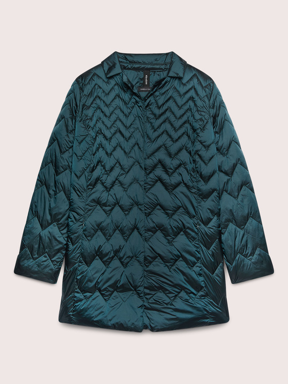 Quilted down jacket with chevron pattern