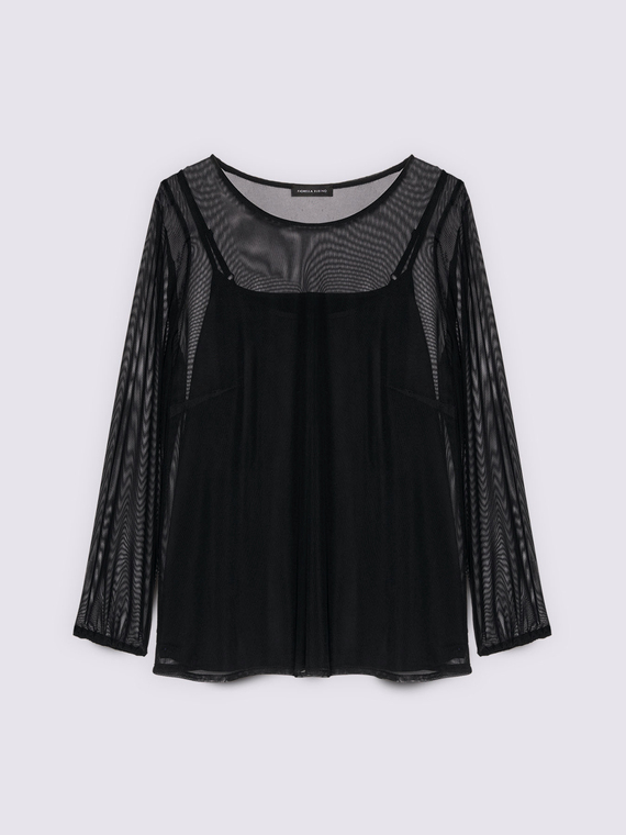 Transparent tulle T-shirt