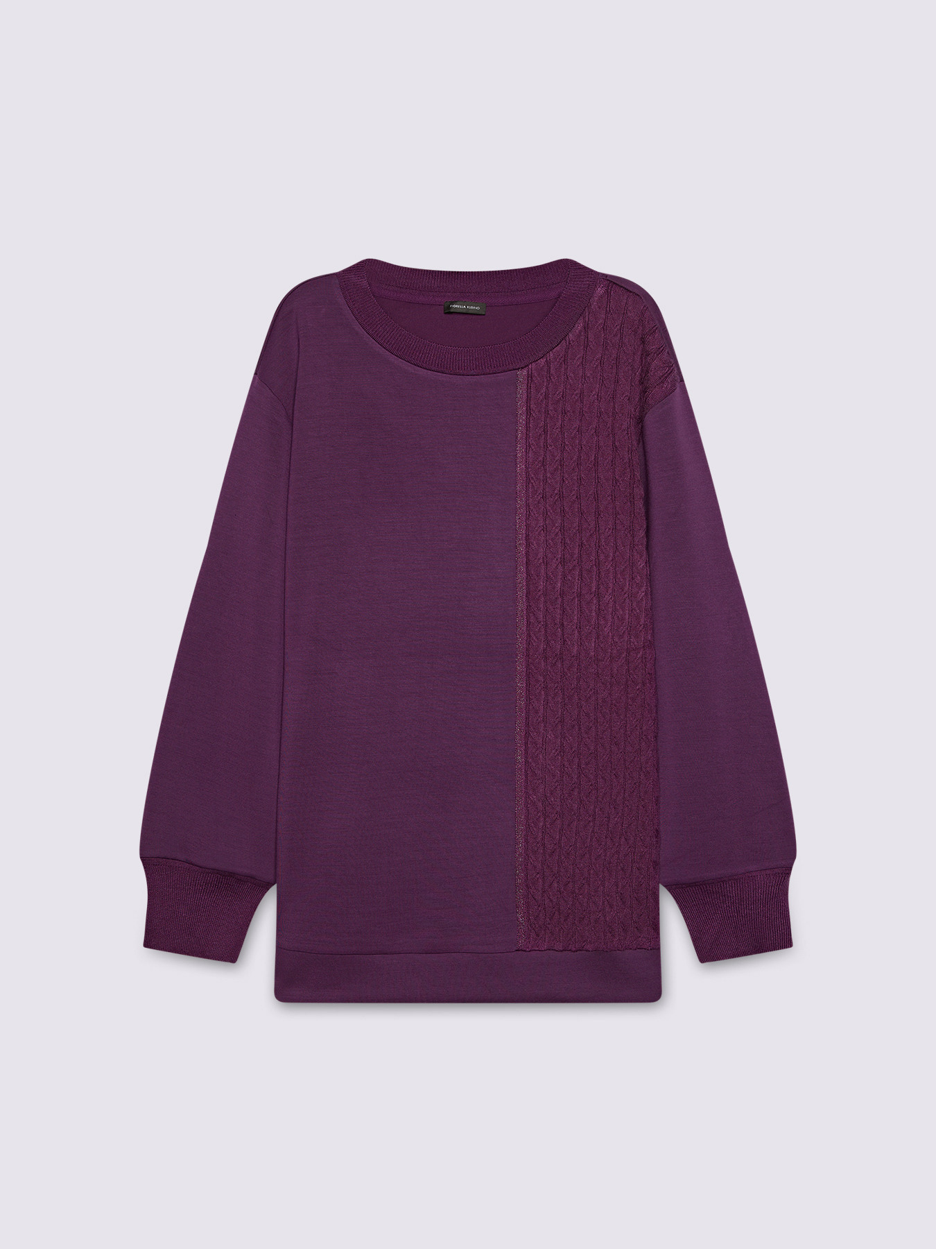 Sweat-shirt en double tissu avec motif tress&eacute; image number 4