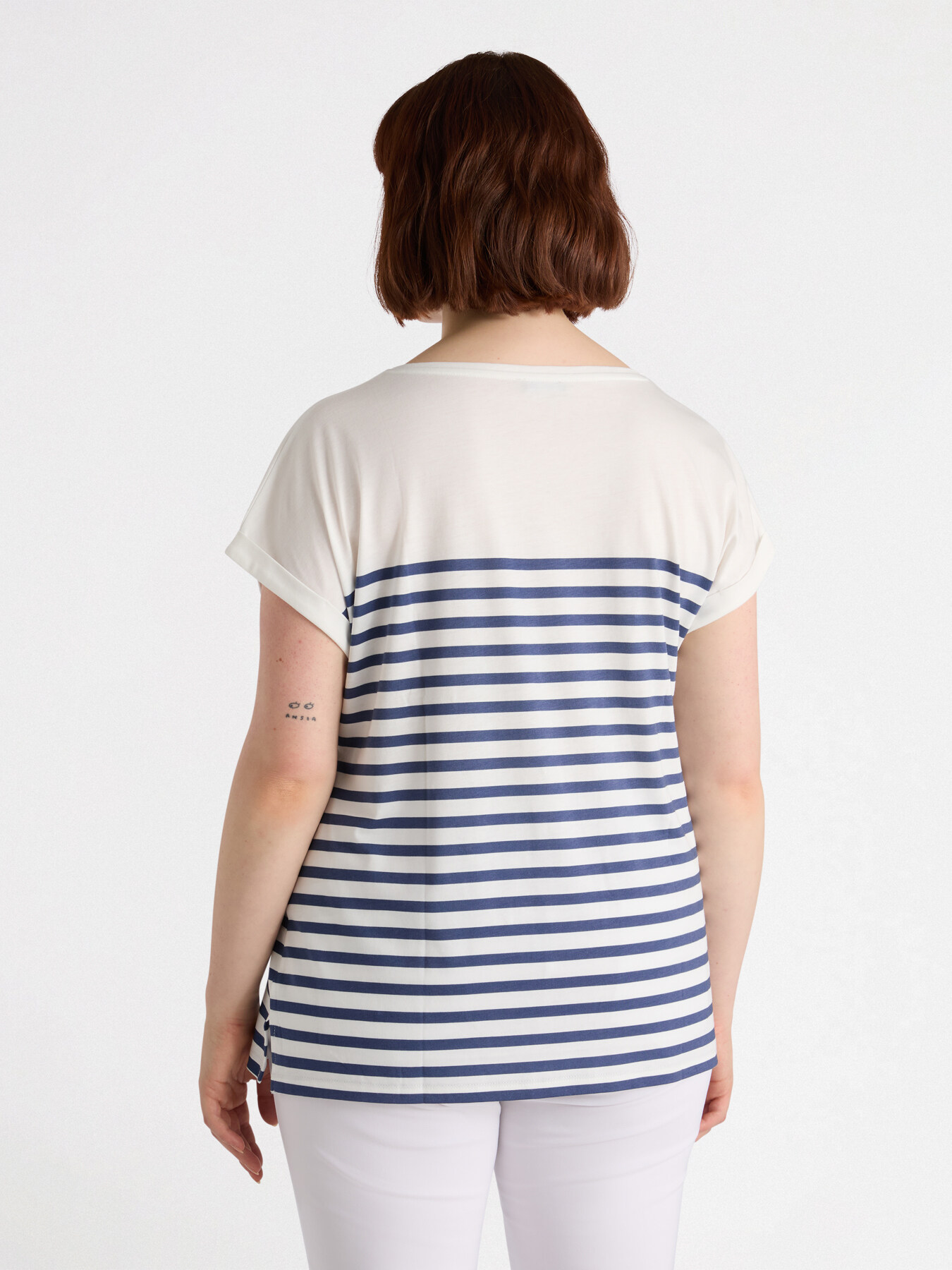 Gestreiftes T-Shirt mit Stickerei image number 1