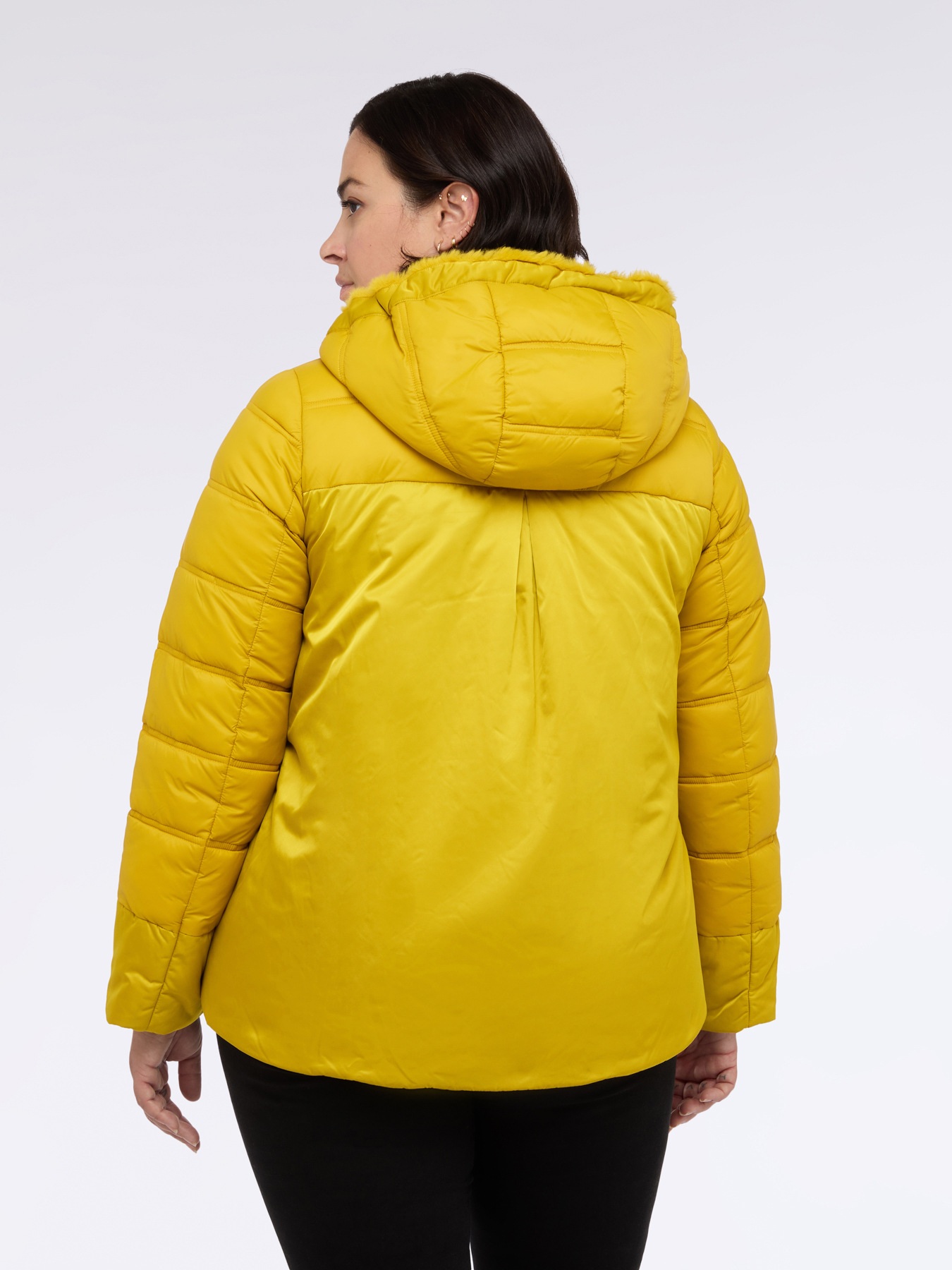 Hybrid down jacket with hood and drawstring image number 1