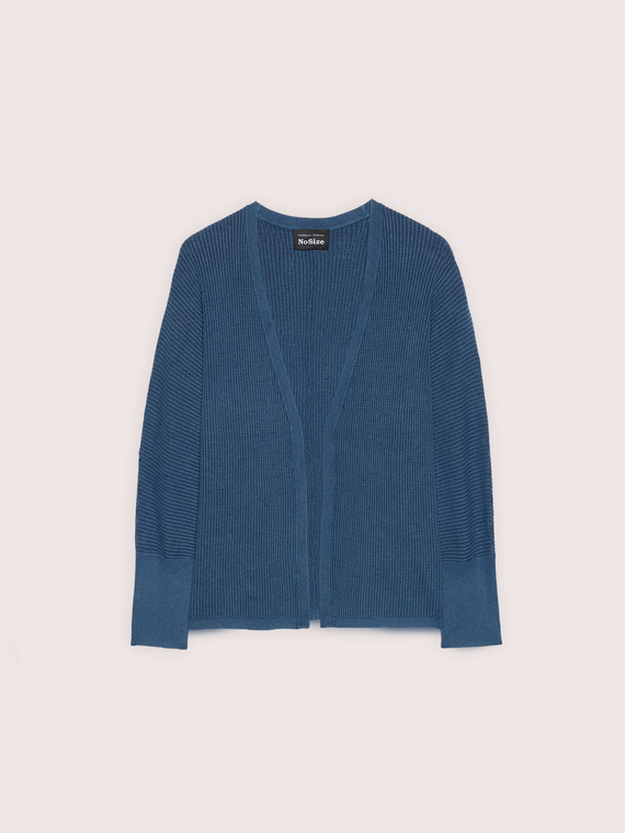 Denim-effect knit cardigan