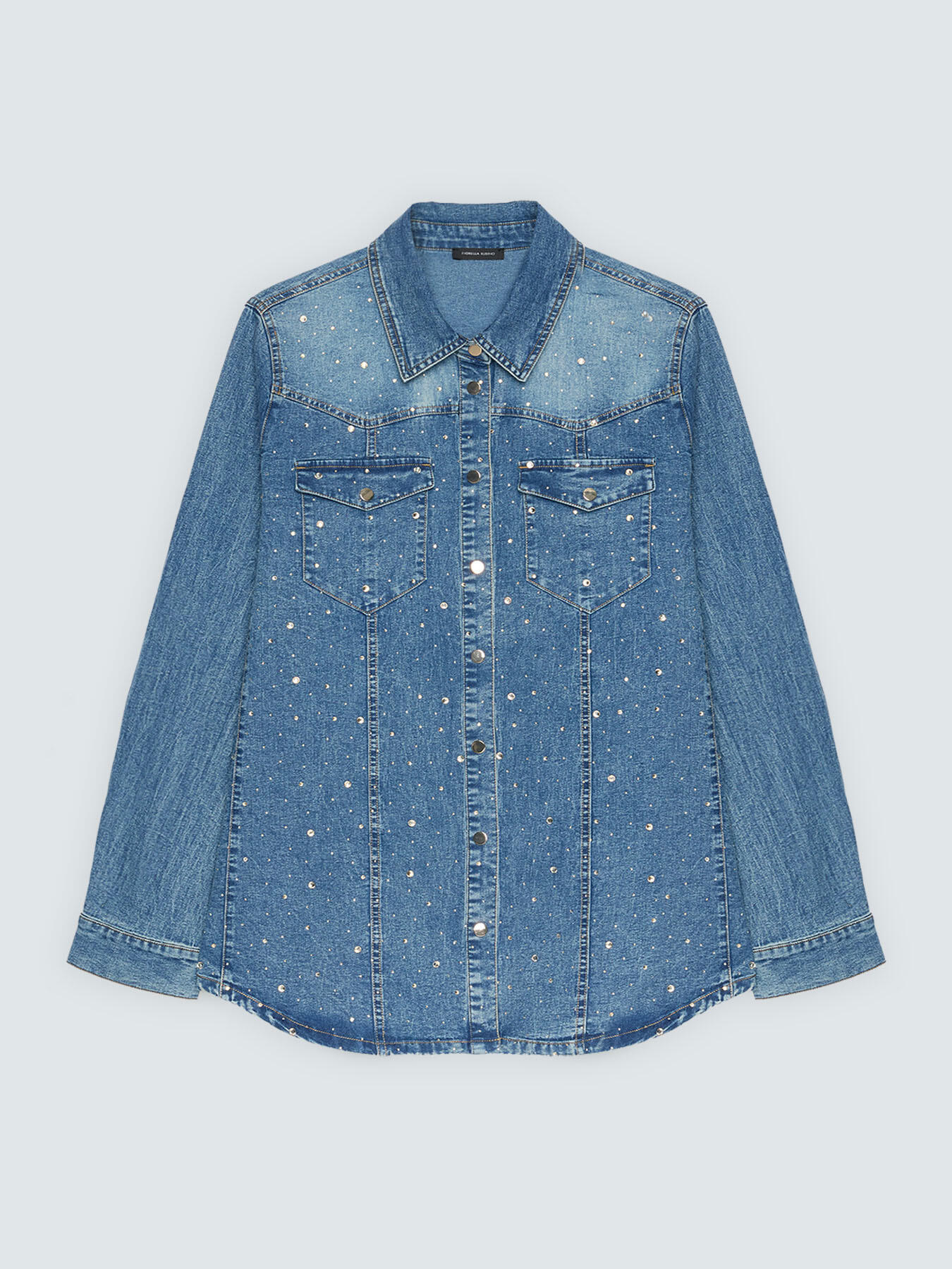 Denim shirt with light spots image number 5