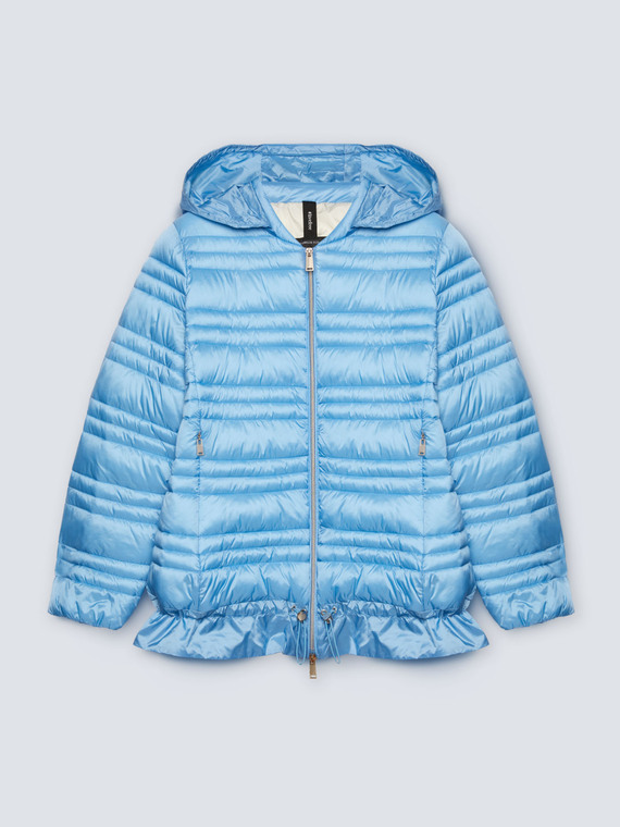 Down jacket with drawstring
