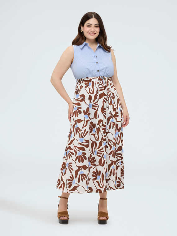 Sleeveless shirt dress with print