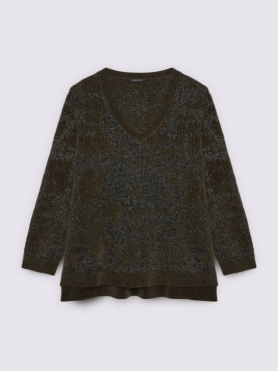 Camouflage knit with laminated effect