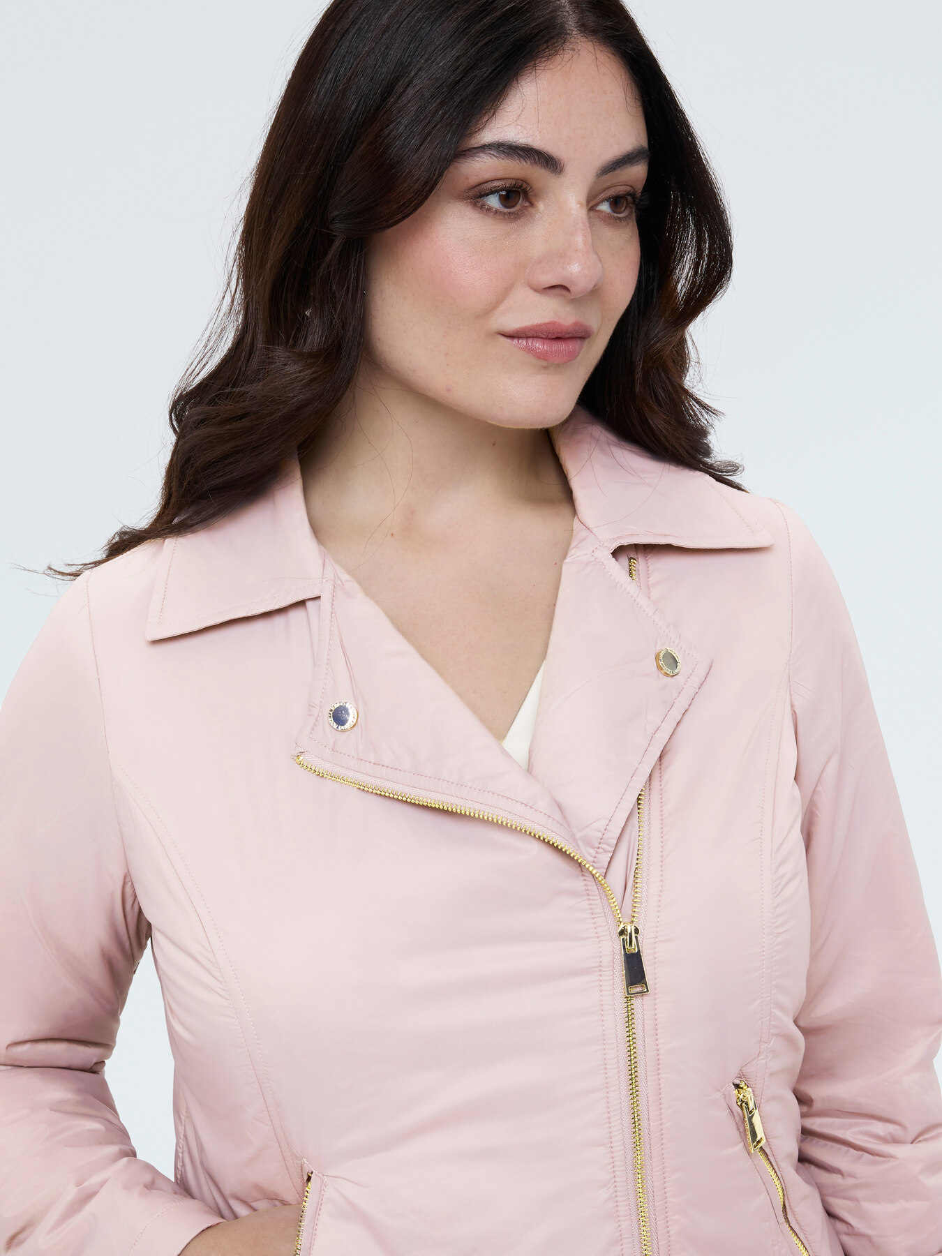 Biker puffer jacket with asymmetric closure image number 3