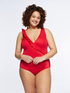 Red one-piece swimsuit with ruffles image number 2