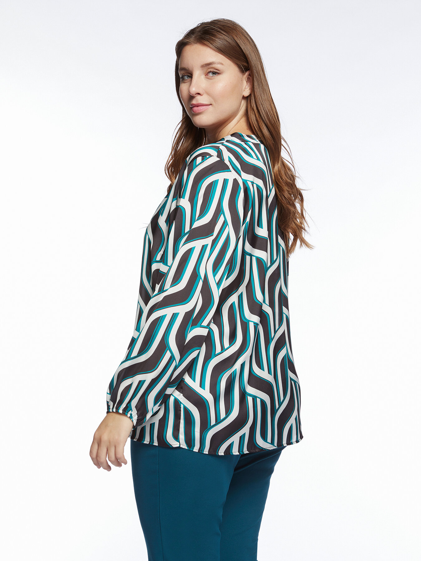 Blusa in raso stampato image number 1