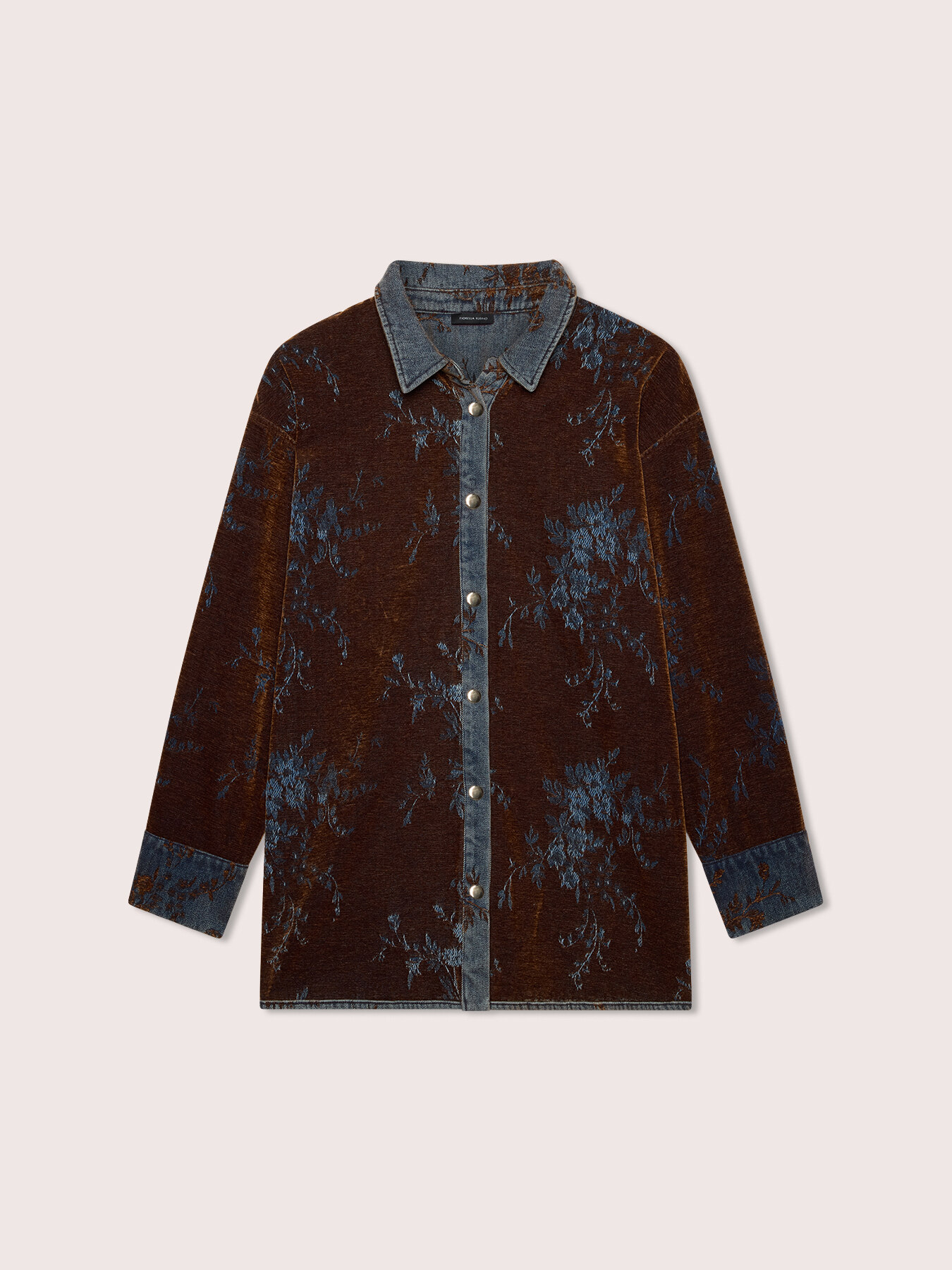 Denim shirt jacket with floral embroidery image number 6