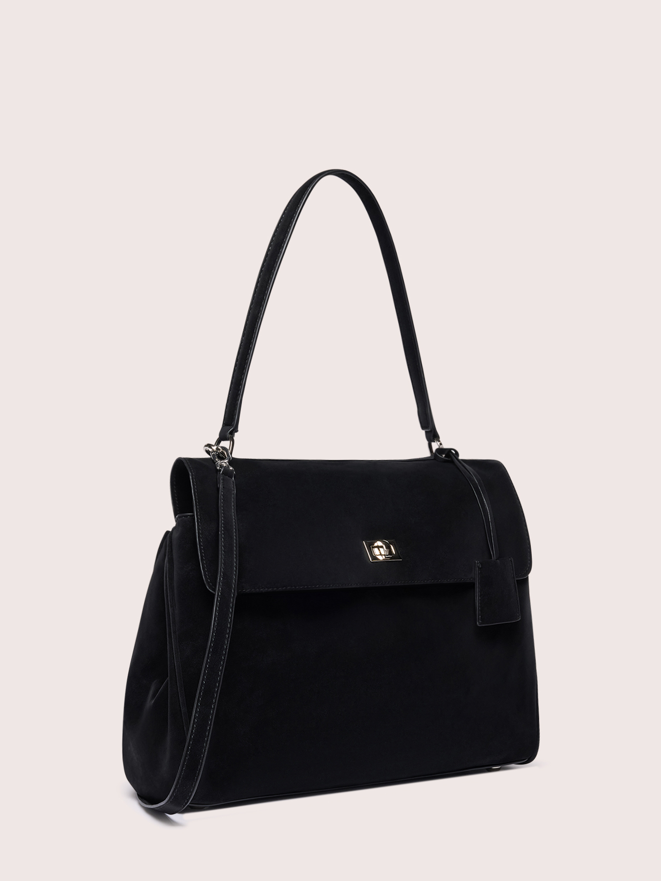 Handbag with front pocket and rigid handle image number 2