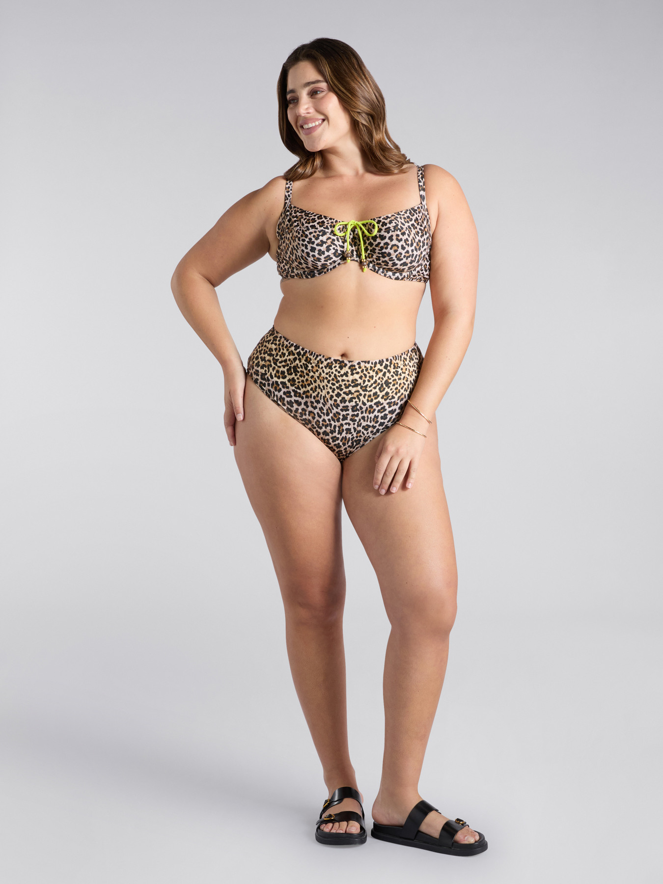 Bikini con stampa maculata e dettagli fluo image number 0