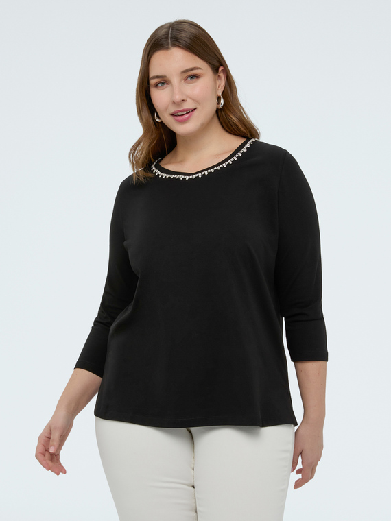 T-shirt en jersey de coton avec cristal