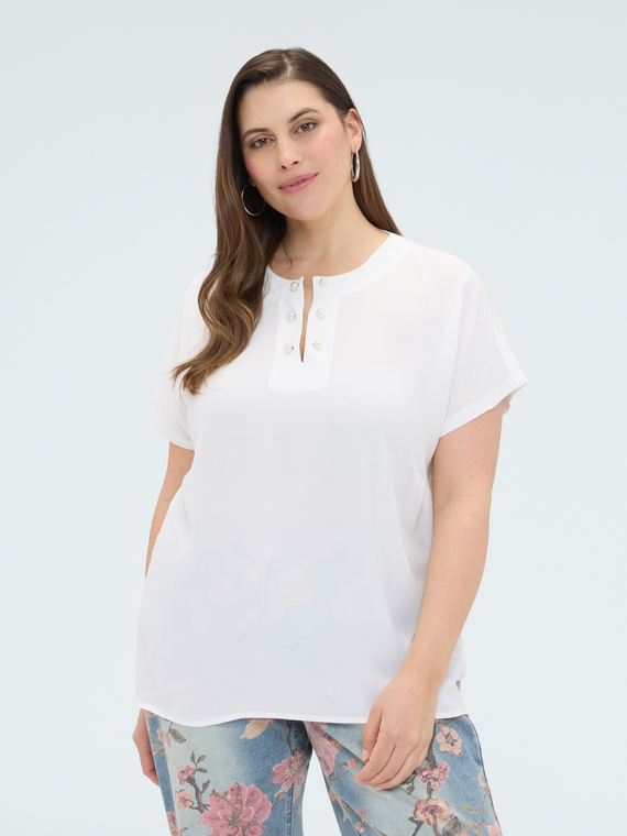 Viscose t-shirt with pearl detail