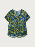 Satin blouse with tropical print image number 3
