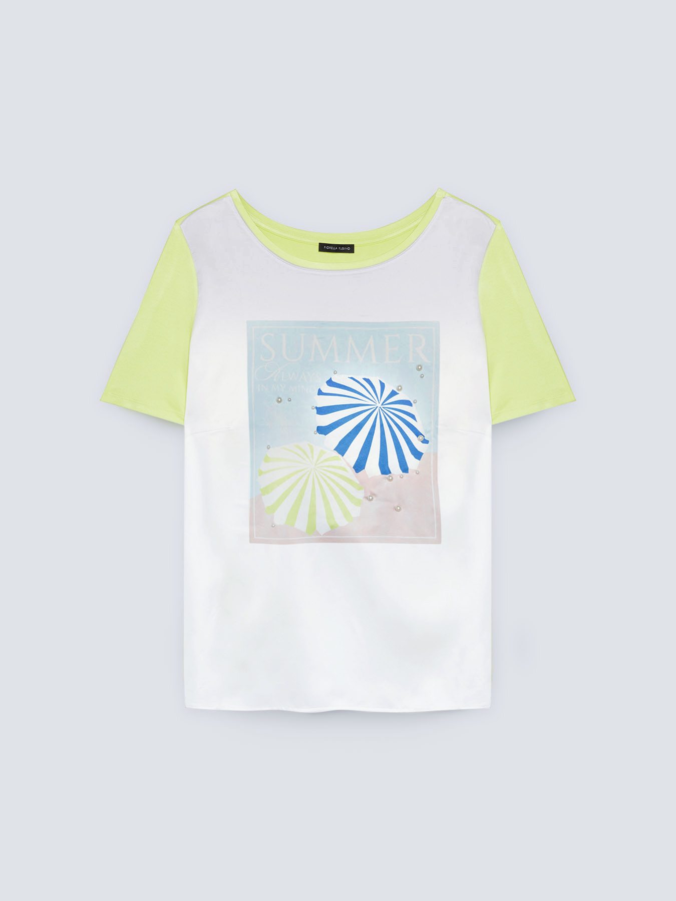 T-Shirt mit Aufdruck und Perlen image number 4