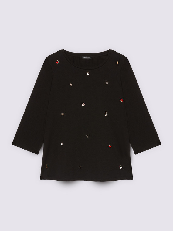 Cotton jersey t-shirt with charms