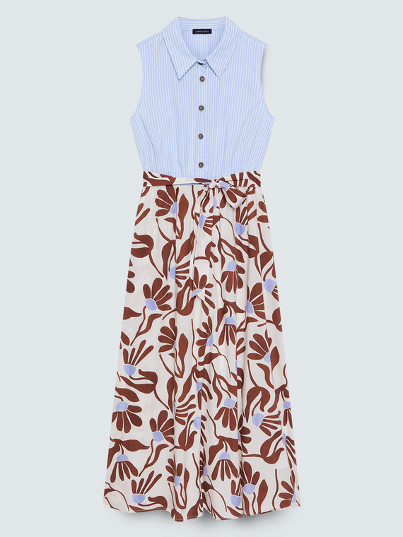 Sleeveless shirt dress with print