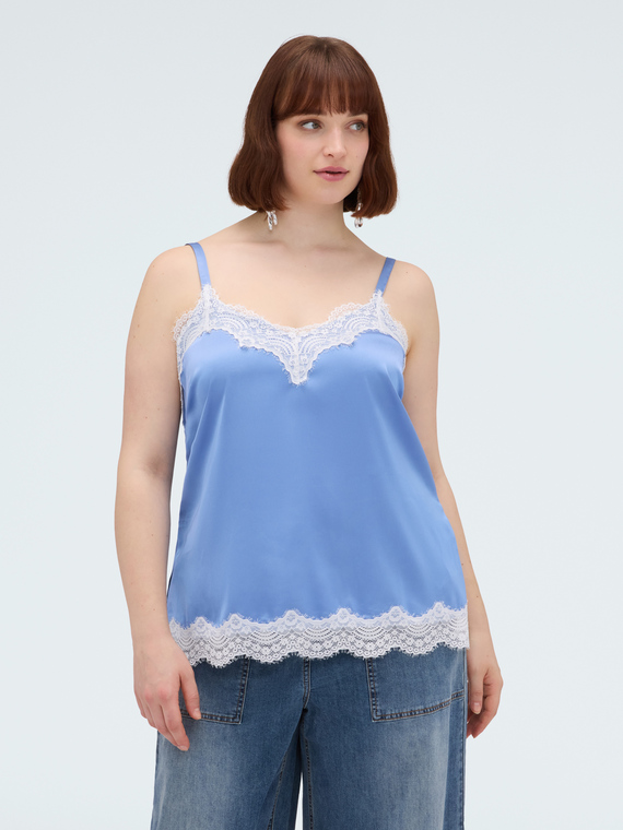 Satin top with lace details