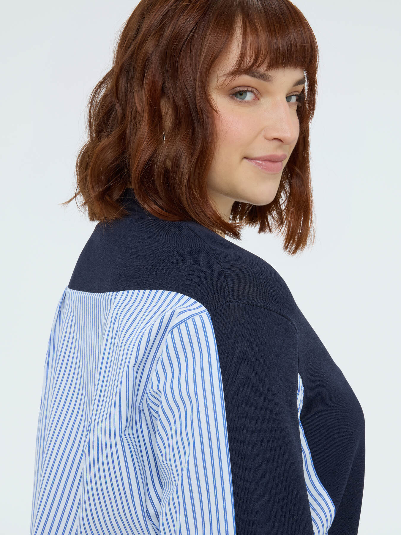 V-neck sweater with striped inserts image number 2