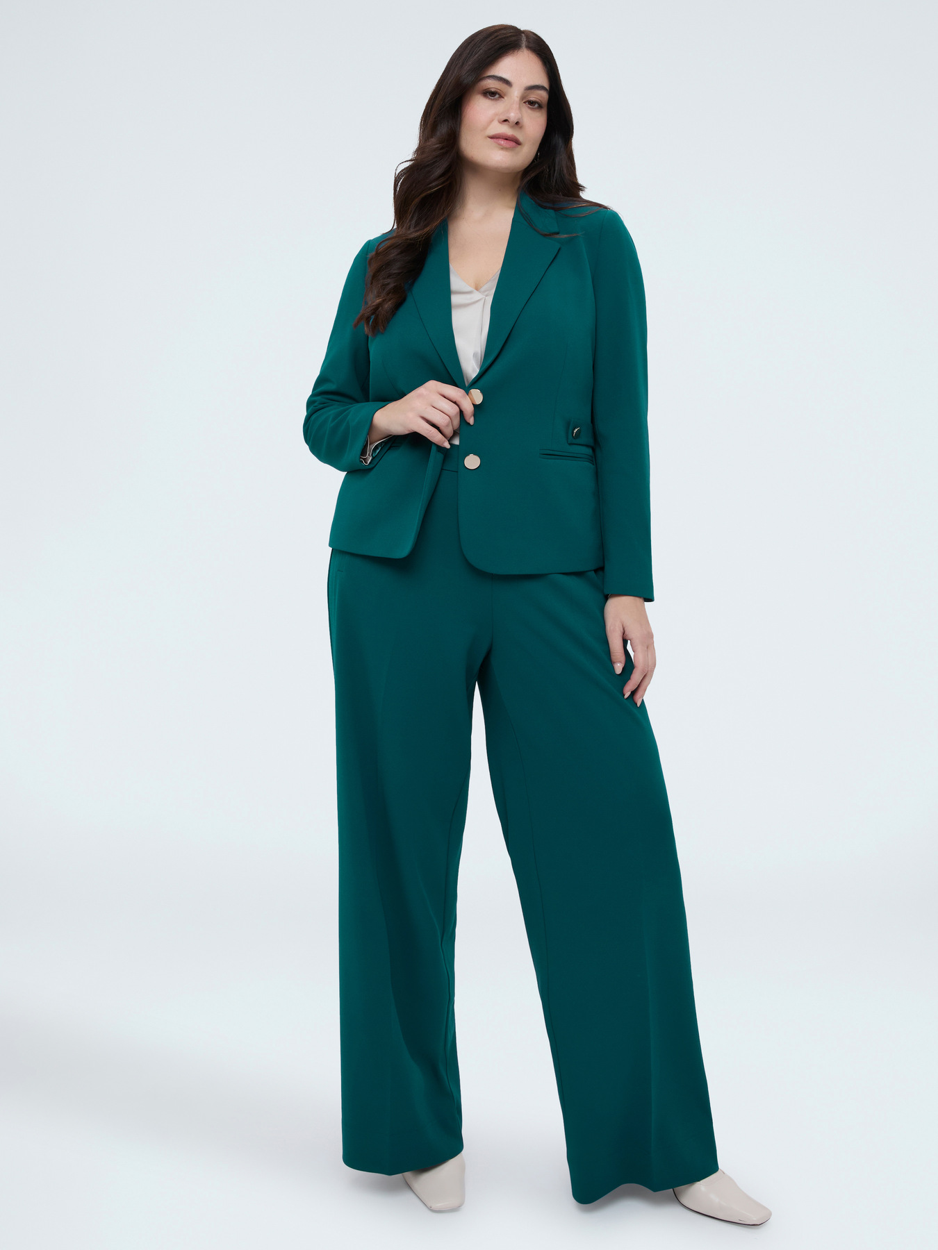 Blazer cropped in tessuto stretch image number 3