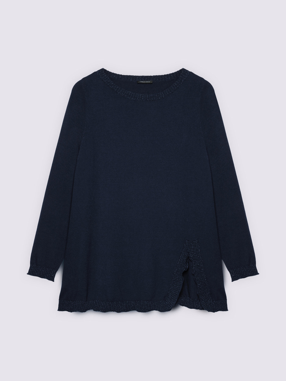 Maglia girocollo con spacchetti e dettagli lurex - vista alternativa | Fiorella Rubino