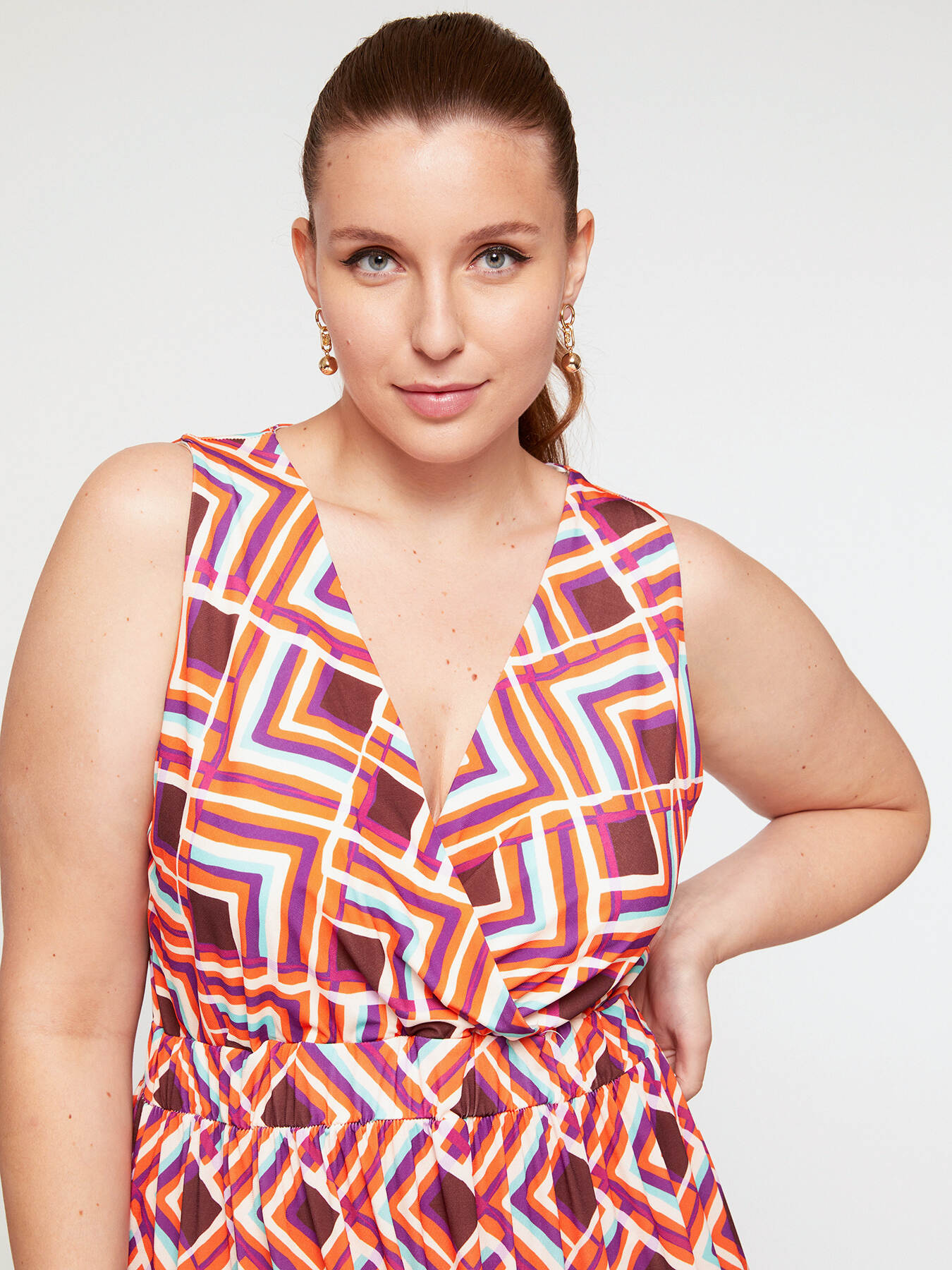 Langes Kleid mit geometrischem Muster image number 2