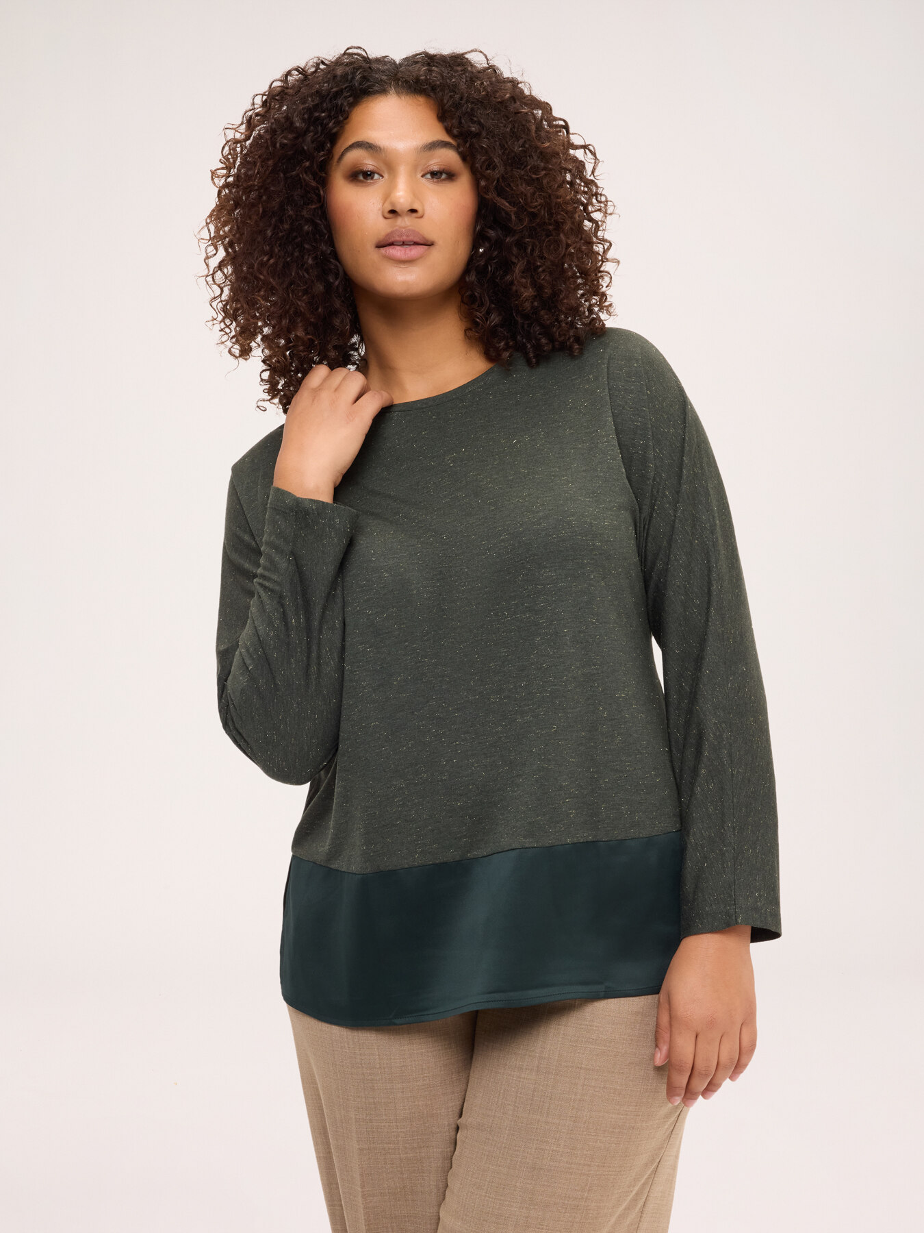 Camiseta bimaterial en jersey l&uacute;rex image number 0