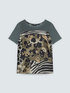 Zweistoff-T-Shirt mit Aufdruck image number 4