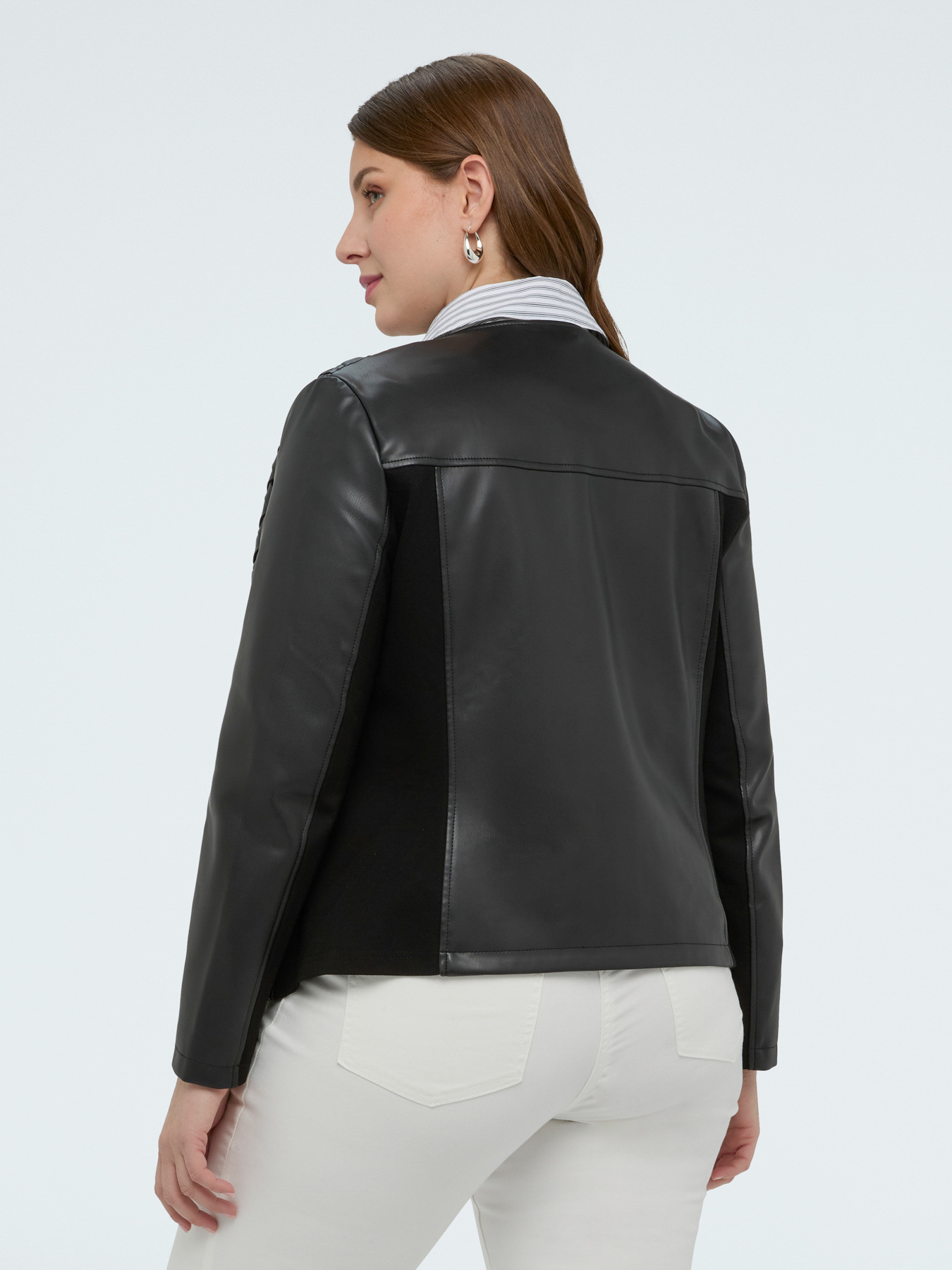 Chaqueta biker con acabado trenzado image number 1