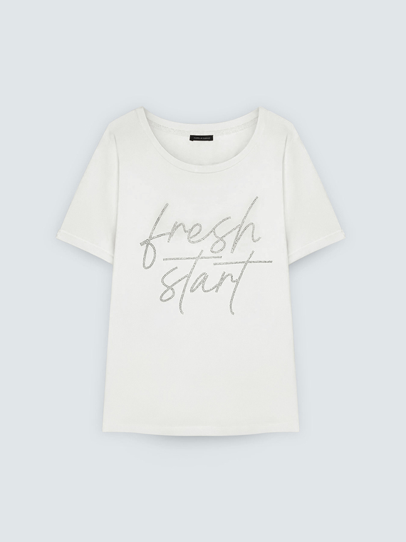 T-shirt avec inscription en strass