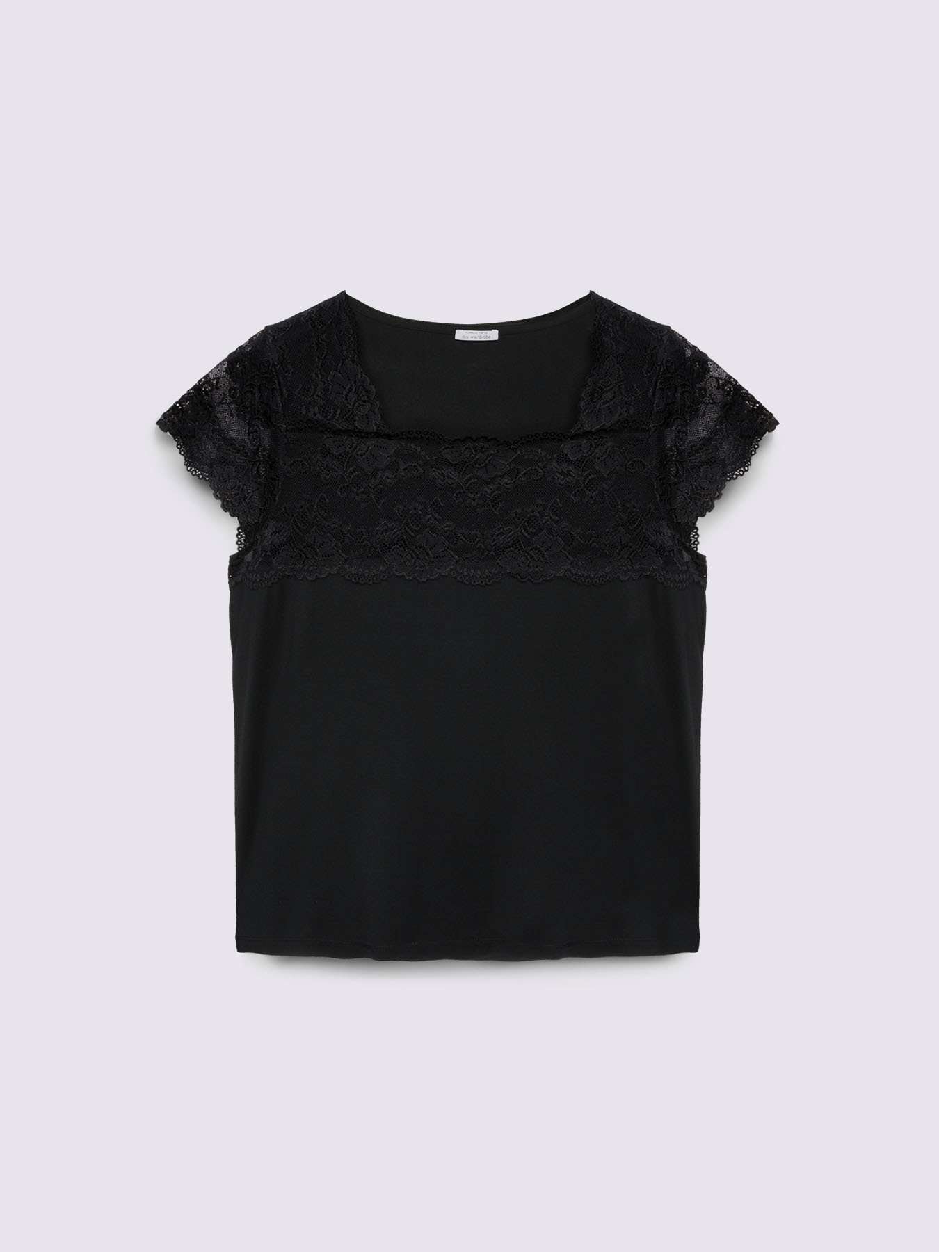 T-Shirt aus Jersey mit Spitzeneinsatz image number 3