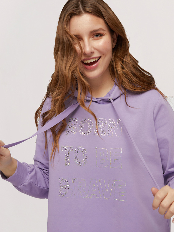 Fiorella Rubino Felpa con scritte in cristalli Donna Viola