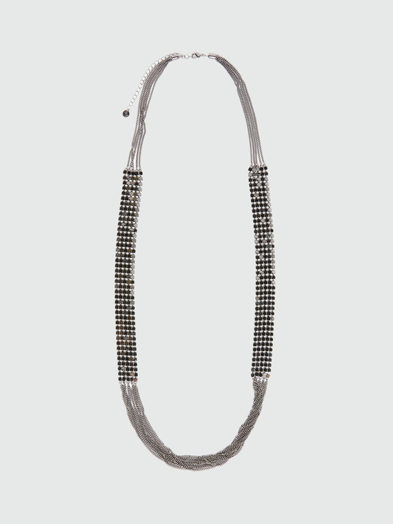 Fiorella Rubino - Collana lunga con placchette in metallo Donna, Grigio Taglia: 02