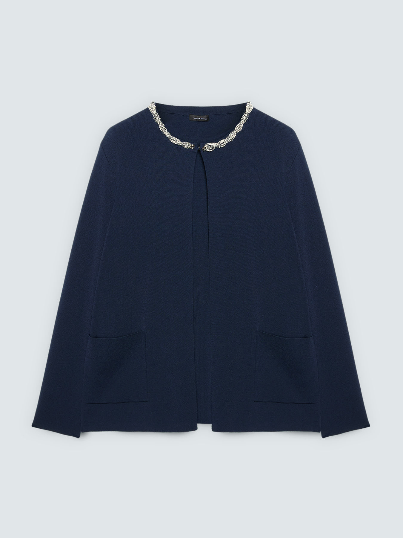 Fine knit cardigan with applied necklace image number 3