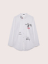 Shirt with print and embroidery in cotton poplin image number 4