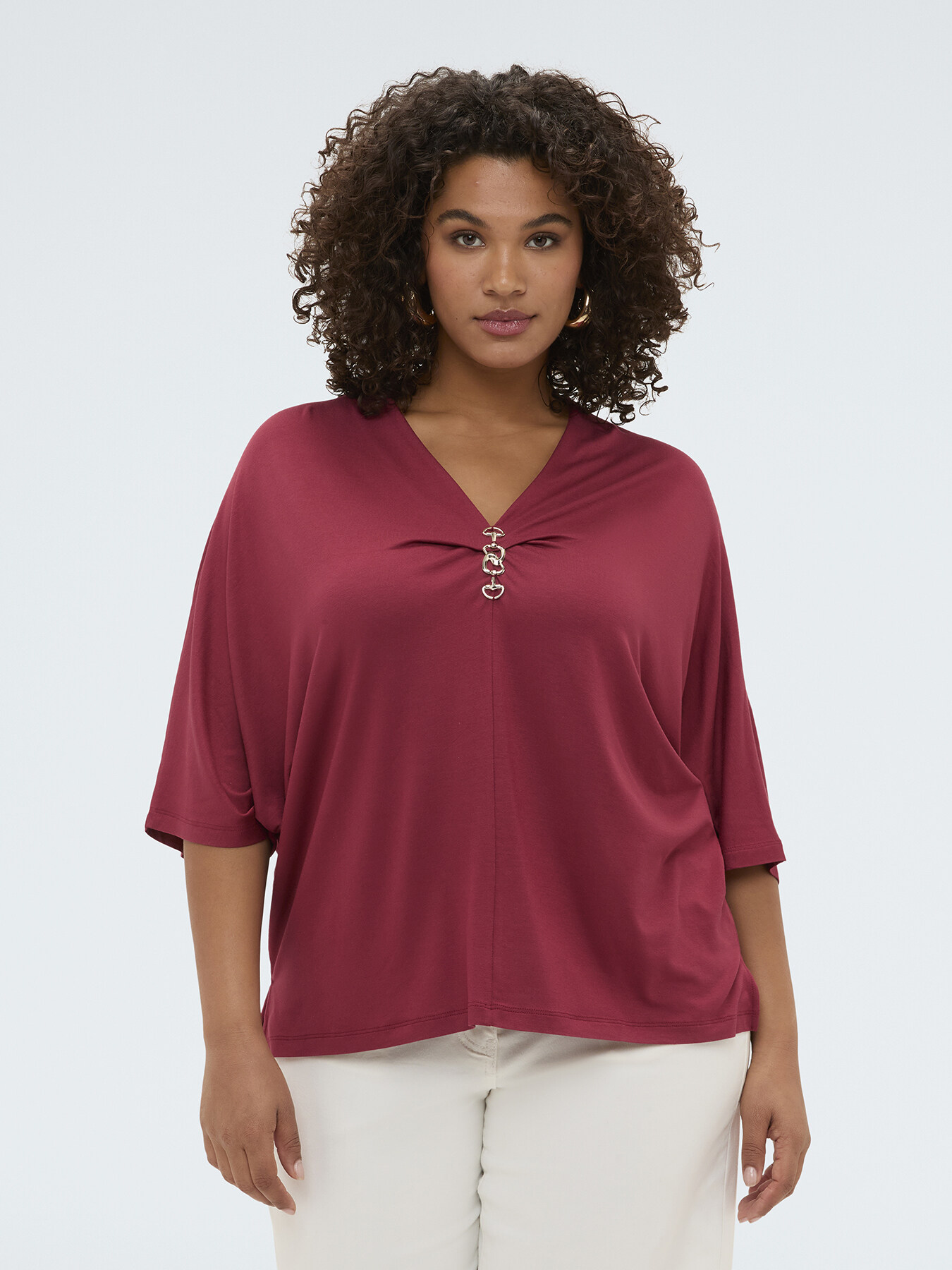 Viscose t-shirt with decorative detail image number 2